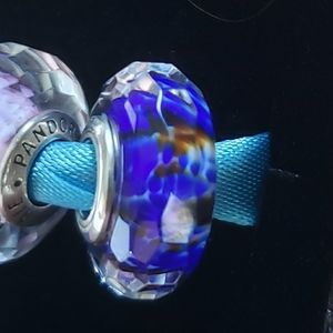 Pandora deep ocean sea glass faceted murano charm